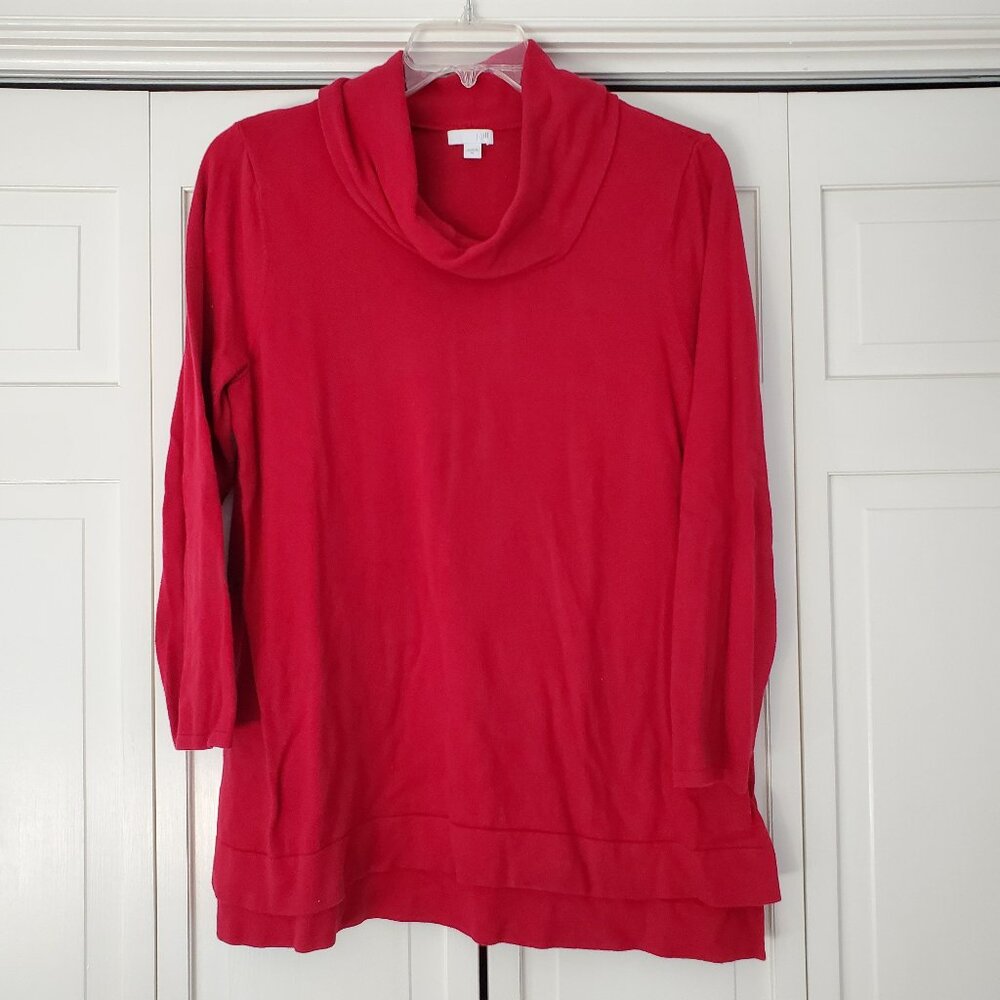 J.Jill Cowl Neck Tunic Sweater Red XL